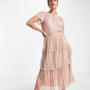 Elegant rose gold tiered holiday dress